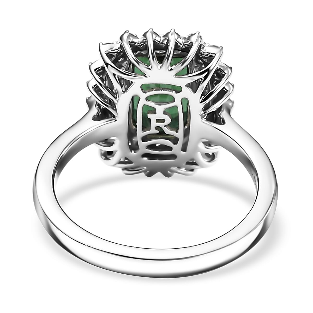 Certified & Appraised Rhapsody AAAA Santa Rosa Tourmaline and E-F VS Diamond 2.93 ctw Ring in 950 Platinum (Size 7.0) 7.40 Grams image number 4