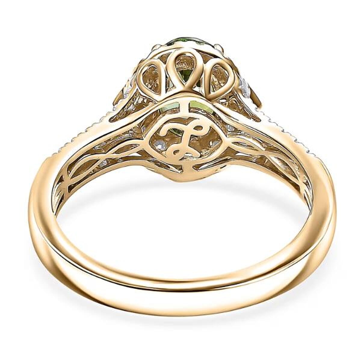 Certified and Appraised Luxoro AAA Sapo Green Tourmaline, Diamond Ring in 10K Yellow Gold 1.77 ctw (Size 8.5) image number 5