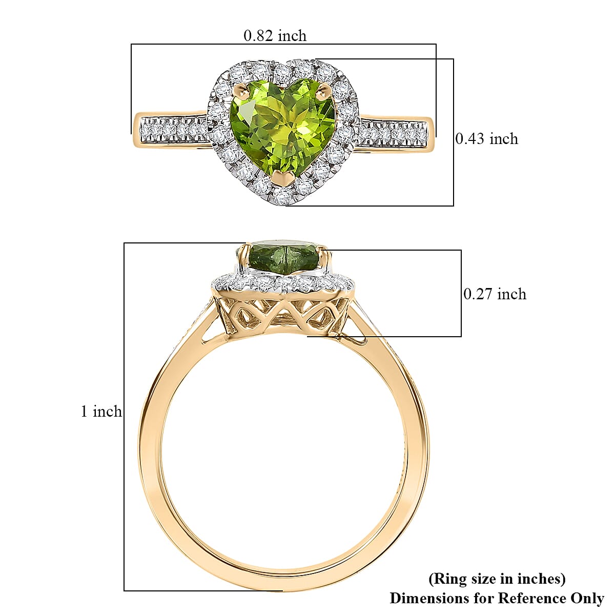 Certified & Appraised Luxoro AAA Sapo Green Tourmaline and I2 Diamond 1.40 ctw Ring in 10K Yellow Gold (Size 10.0) image number 5