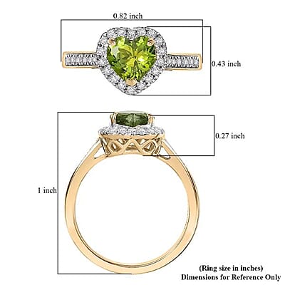 Certified & Appraised Luxoro AAA Sapo Green Tourmaline and I2 Diamond 1.40 ctw Ring in 10K Yellow Gold (Size 11.0)