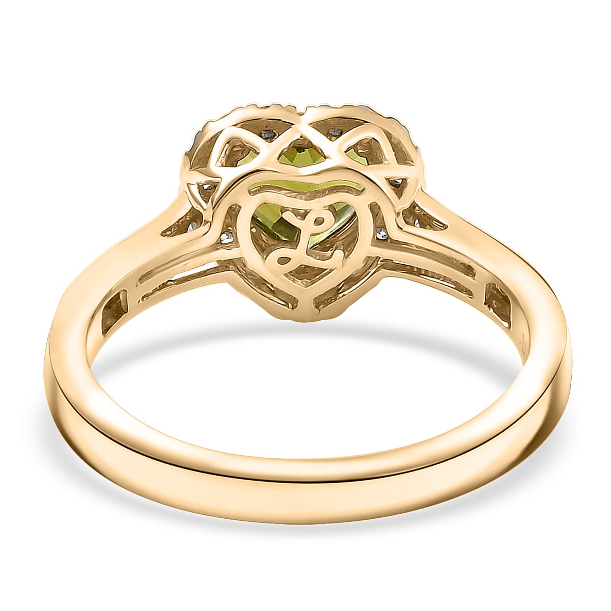 Certified & Appraised Luxoro AAA Sapo Green Tourmaline and I2 Diamond 1.40 ctw Ring in 10K Yellow Gold (Size 6.0) image number 4