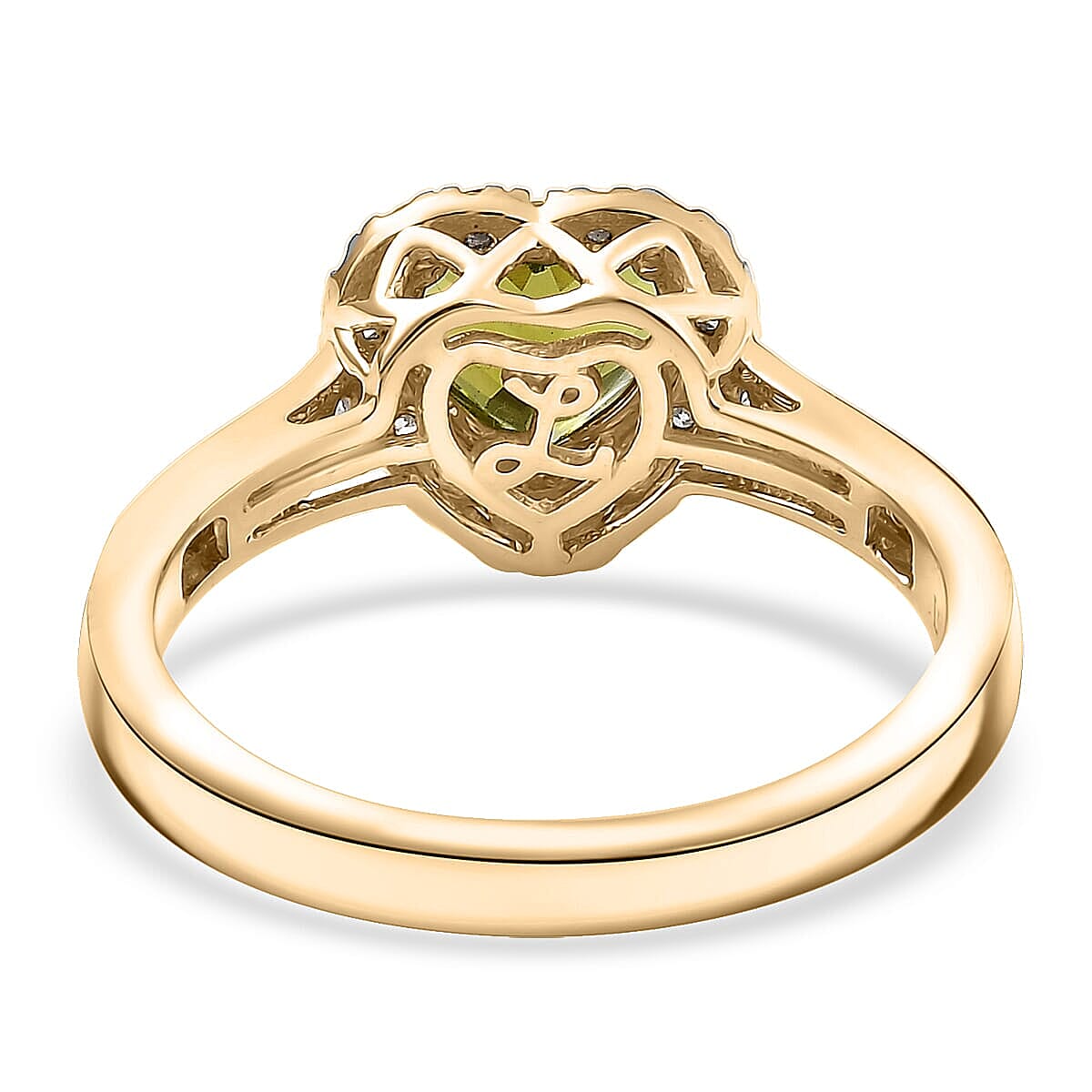 Certified & Appraised Luxoro AAA Sapo Green Tourmaline and I2 Diamond 1.40 ctw Ring in 10K Yellow Gold (Size 8.5) image number 4