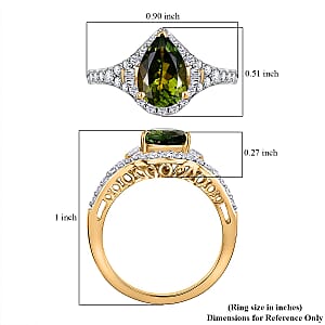 Certified and Appraised Luxoro AAA Sapo Green Tourmaline, Diamond Ring in 10K Yellow Gold 1.90 ctw (Size 10.5)
