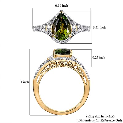 Certified and Appraised Luxoro AAA Sapo Green Tourmaline, Diamond Ring in 10K Yellow Gold 1.90 ctw (Size 11.0)