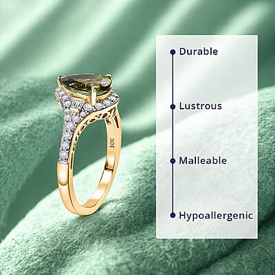 Certified and Appraised Luxoro AAA Sapo Green Tourmaline, Diamond Ring in 10K Yellow Gold 1.90 ctw (Size 12.0)
