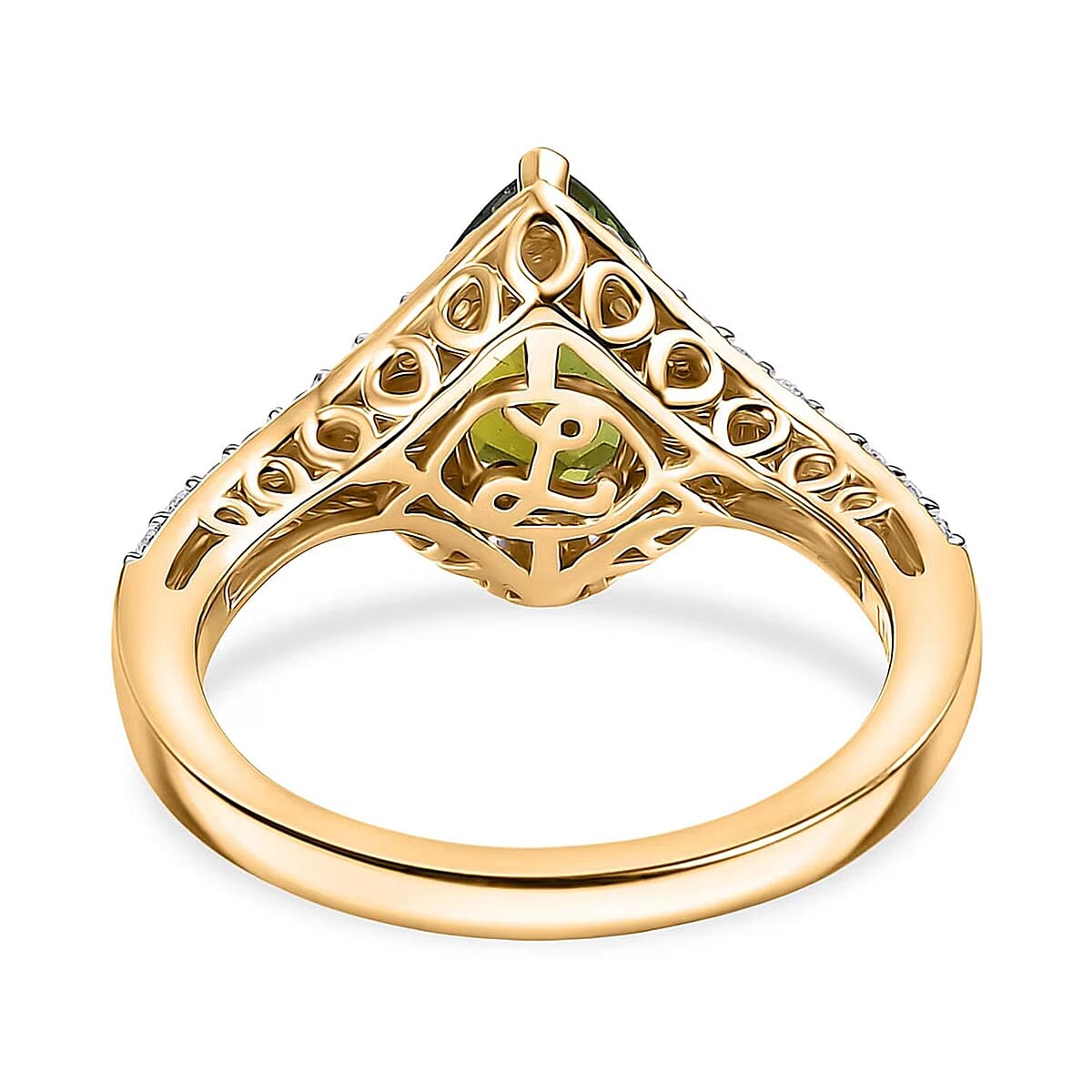 Certified and Appraised Luxoro AAA Sapo Green Tourmaline, Diamond Ring in 10K Yellow Gold 1.90 ctw (Size 5.5) image number 6