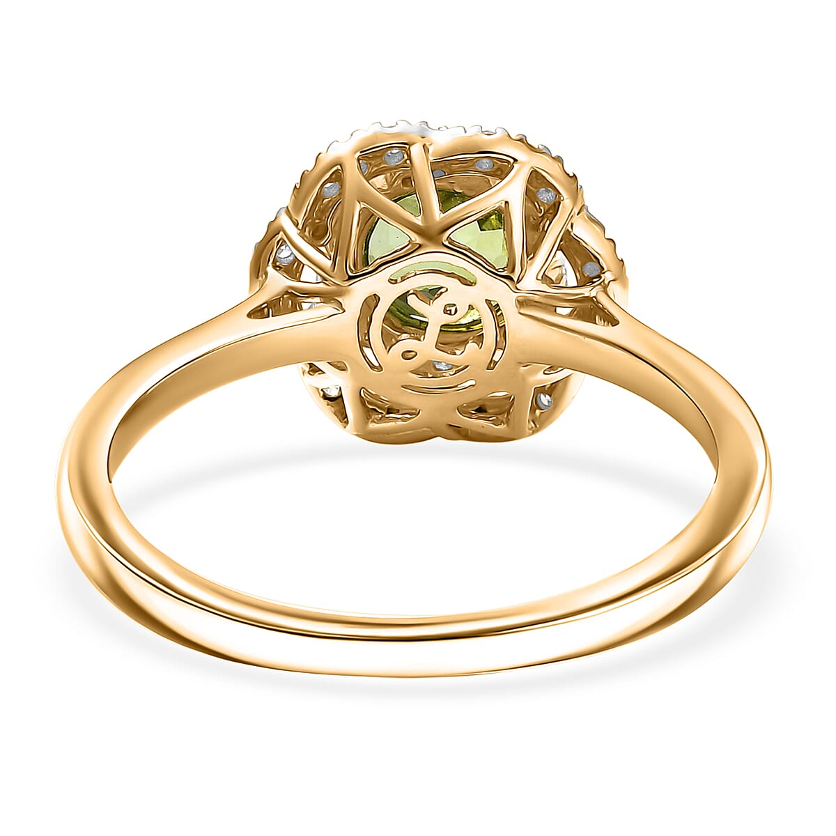 Certified & Appraised Luxoro AAA Sapo Tourmaline and I2 Diamond 1.46 ctw Ring in 10K Yellow Gold (Size 10.0) image number 4