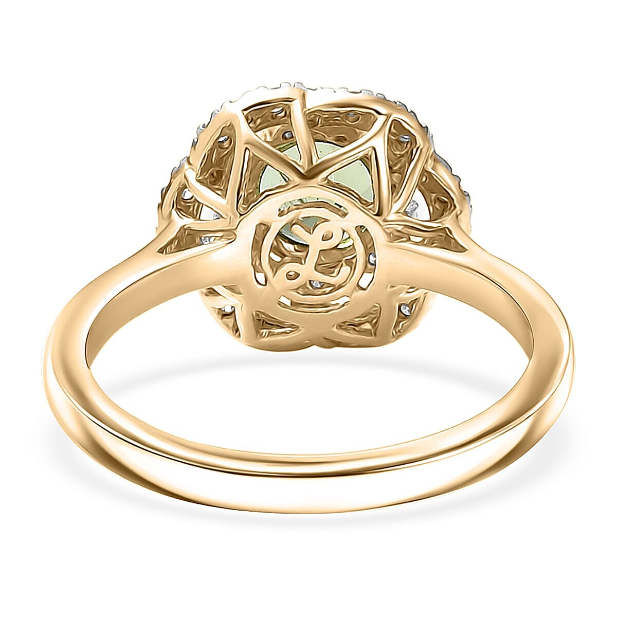 Certified & Appraised Luxoro 10K Yellow Gold AAA Sapo Tourmaline, Diamond (I2) (0.25 cts) Ring (Size 10.5) 1.46 ctw image number 4