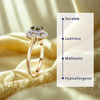 Certified & Appraised Luxoro 10K Yellow Gold AAA Sapo Tourmaline, Diamond (I2) (0.25 cts) Ring (Size 11.0) 1.46 ctw