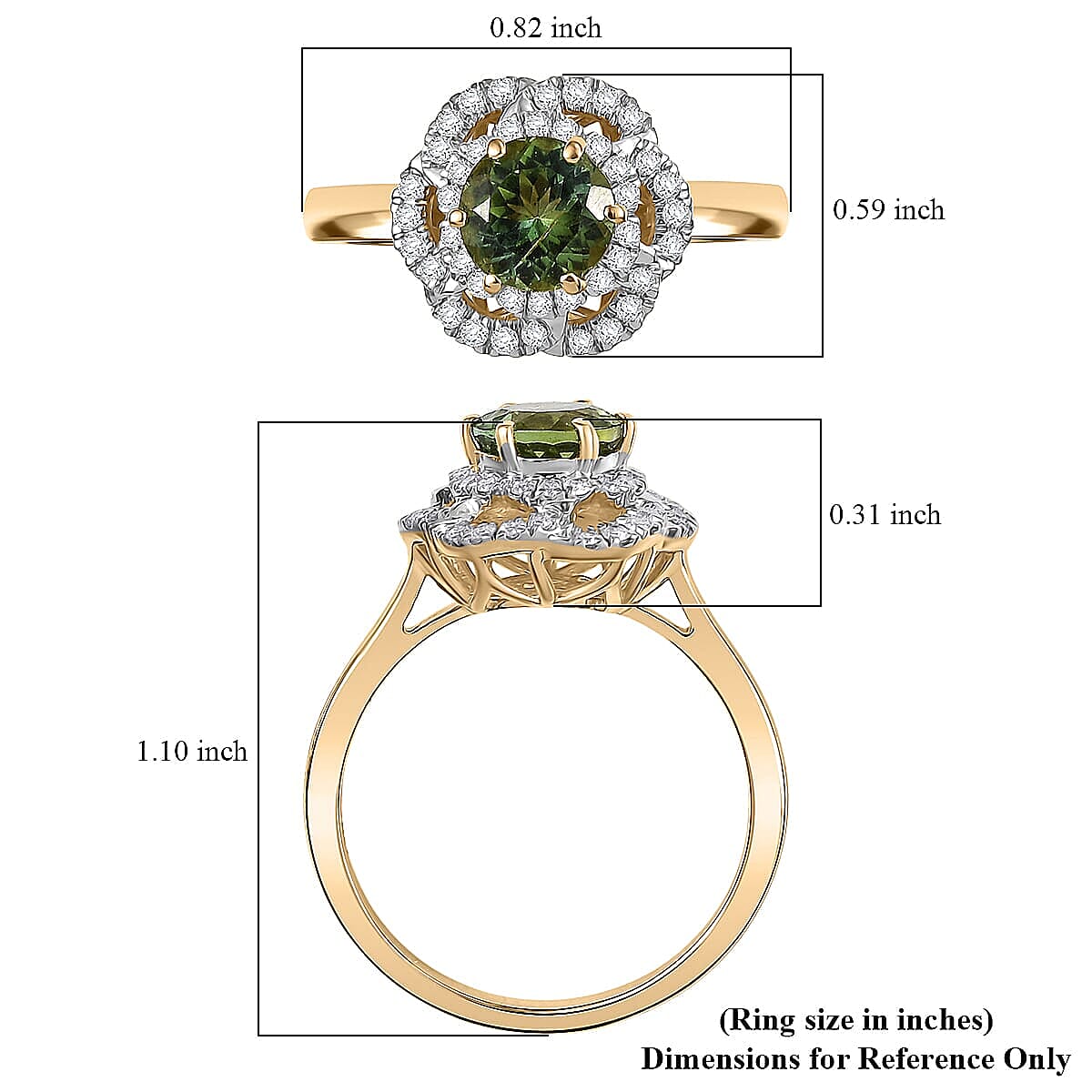 Certified & Appraised Luxoro 10K Yellow Gold AAA Sapo Tourmaline, Diamond (I2) (0.25 cts) Ring (Size 11.0) 1.46 ctw image number 5
