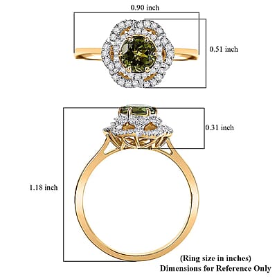 Certified & Appraised Luxoro 10K Yellow Gold AAA Sapo Tourmaline, Diamond (I2) (0.25 cts) Ring (Size 12.0) 1.46 ctw