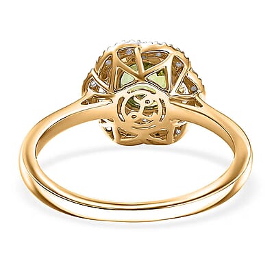 Certified & Appraised Luxoro 10K Yellow Gold AAA Sapo Tourmaline, Diamond (I2) (0.25 cts) Ring (Size 12.0) 1.46 ctw