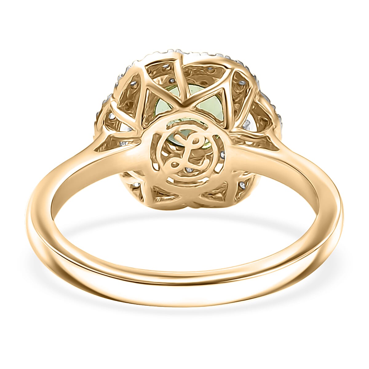 Certified & Appraised Luxoro AAA Sapo Tourmaline and I2 Diamond 1.46 ctw Ring in 10K Yellow Gold (Size 9.0) image number 4