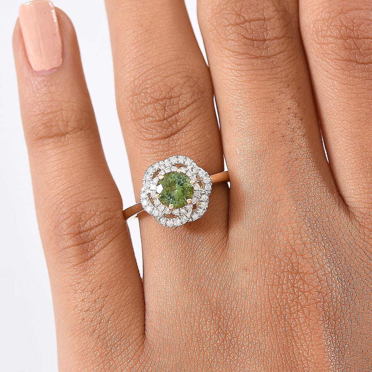 Certified & Appraised Luxoro 10K Yellow Gold AAA Sapo Tourmaline, Diamond (I2) (0.25 cts) Ring (Size 9.5) 1.46 ctw image number 2