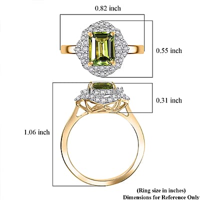 Certified & Appraised Luxoro AAA Sapo Green Tourmaline and I2 Diamond 1.70 ctw Ring in 10K Yellow Gold (Size 10.0)