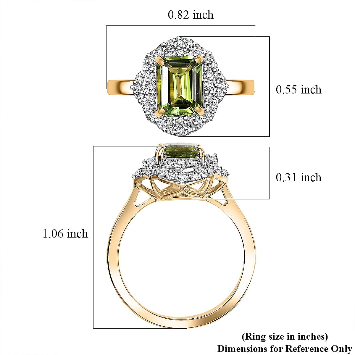 Certified & Appraised Luxoro AAA Sapo Green Tourmaline and I2 Diamond 1.70 ctw Ring in 10K Yellow Gold (Size 6.5) image number 5