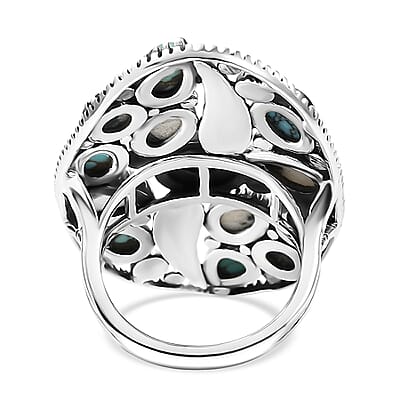 D'Joy Artisan Crafted White Buffalo, Blue Moon Turquoise Ring in Sterling Silver 6.60 ctw (Size 10.0)