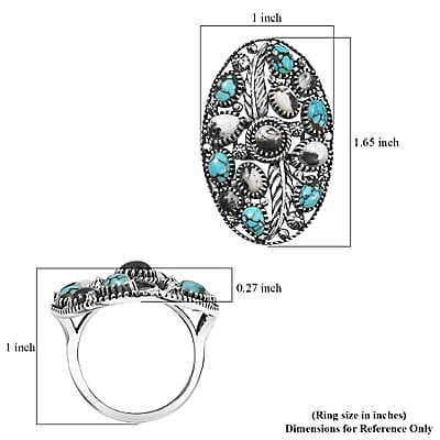 D'Joy Artisan Crafted White Buffalo, Blue Moon Turquoise Ring in Sterling Silver 6.60 ctw (Size 10.0)