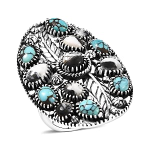 D'Joy Artisan Crafted White Buffalo, Blue Moon Turquoise Ring in Sterling Silver 6.60 ctw (Size 8.0)