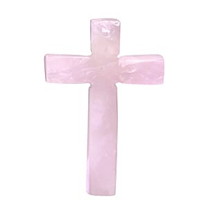 Livmore Rose Quartz Beaded Stretch Bracelet with Cross Charm (3In) 230ctw