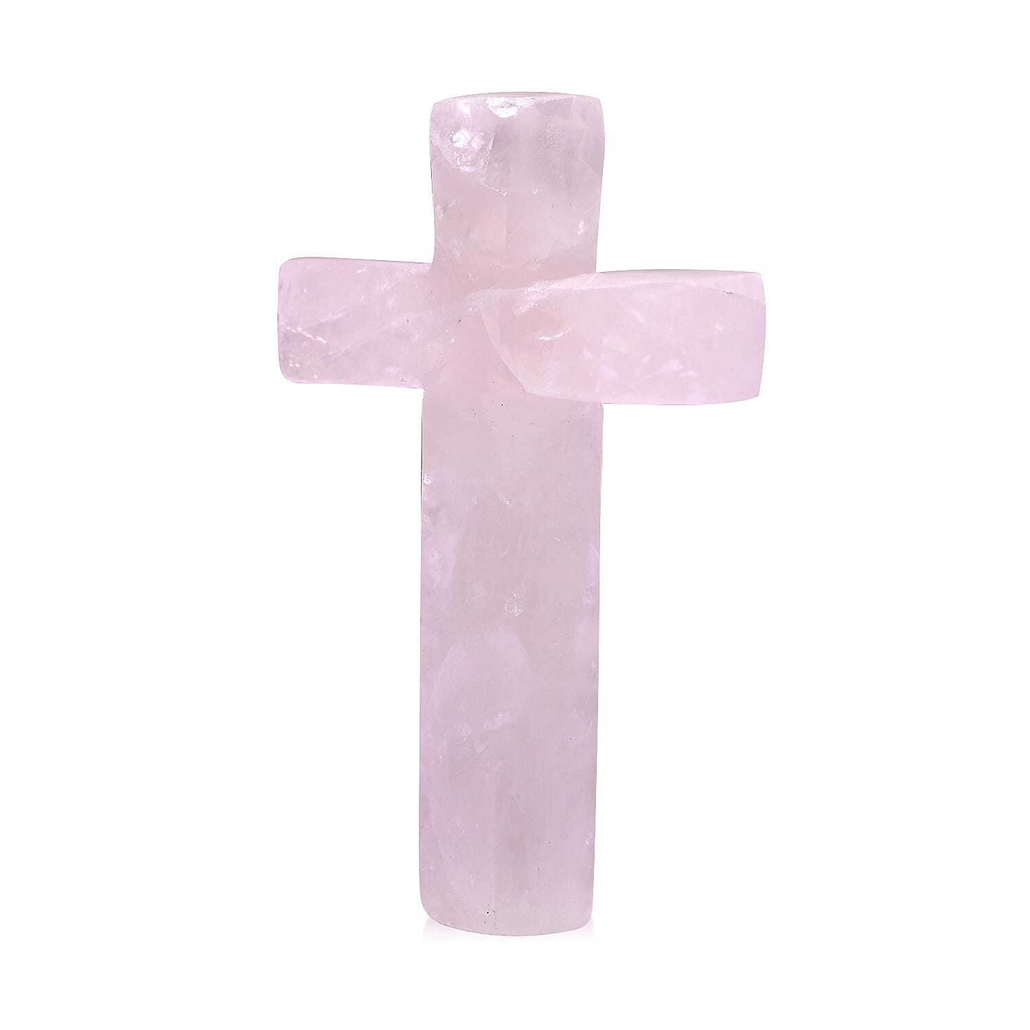 Livmore Rose Quartz Beaded Stretch Bracelet with Cross Charm (3In) 230ctw