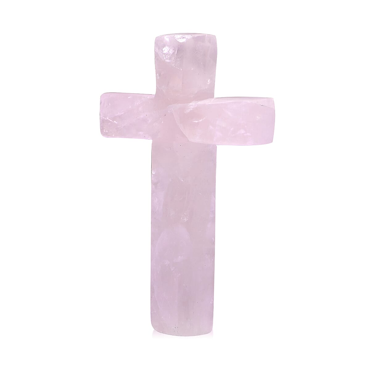 Livmore Rose Quartz Beaded Stretch Bracelet with Cross Charm (3In) 230ctw image number 4