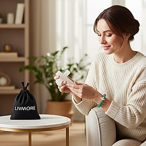 Livmore Green Aventurine Beaded Stretch Bracelet with Cross Charm (3In) 230ctw