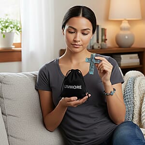 Livmore Labradorite Beaded Stretch Bracelet with Cross Charm (3In) 230ctw