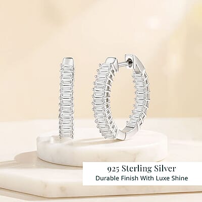 Luxuriant Lab Grown Diamond G-H SI 1.30 ctw Radiance Hoop Earrings in Rhodium Over Sterling Silver
