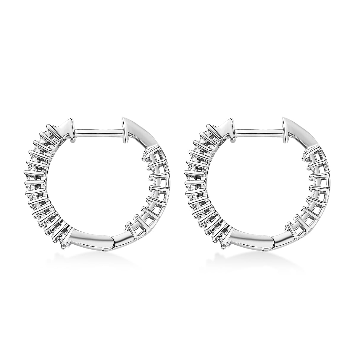 Luxuriant Lab Grown Diamond 1.32 ctw Hoop Earrings in Rhodium Over Sterling Silver  image number 3
