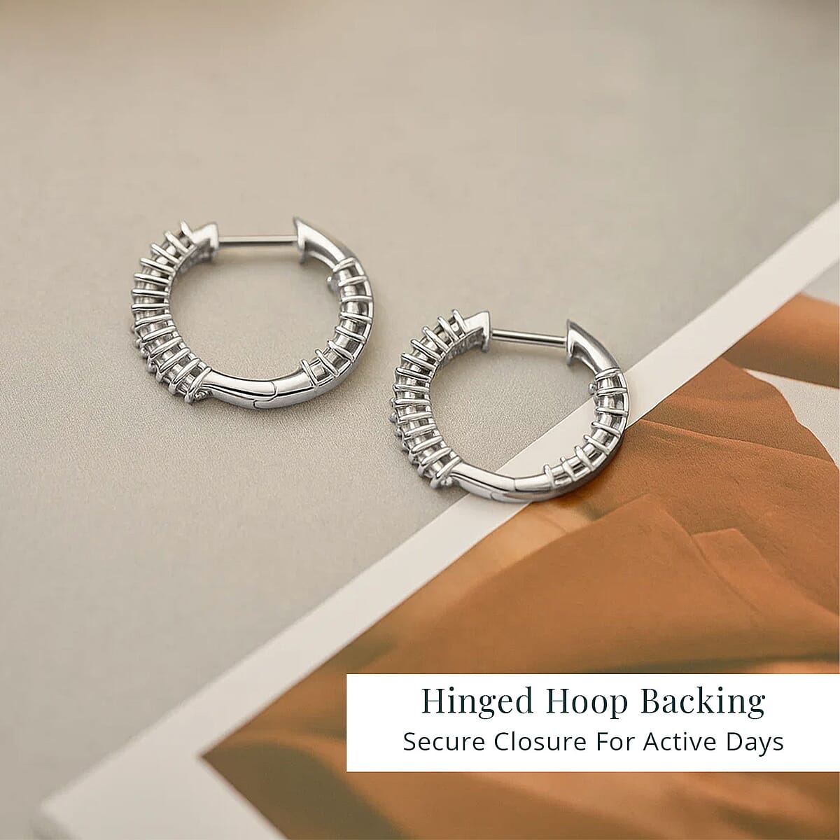 Luxuriant Lab Grown Diamond G-H SI 1.30 ctw Radiance Hoop Earrings in Rhodium Over Sterling Silver  image number 5