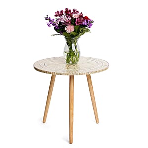 Livmore Multi Color Radiant Petal Shell Pattern Nacre Side Table - Large