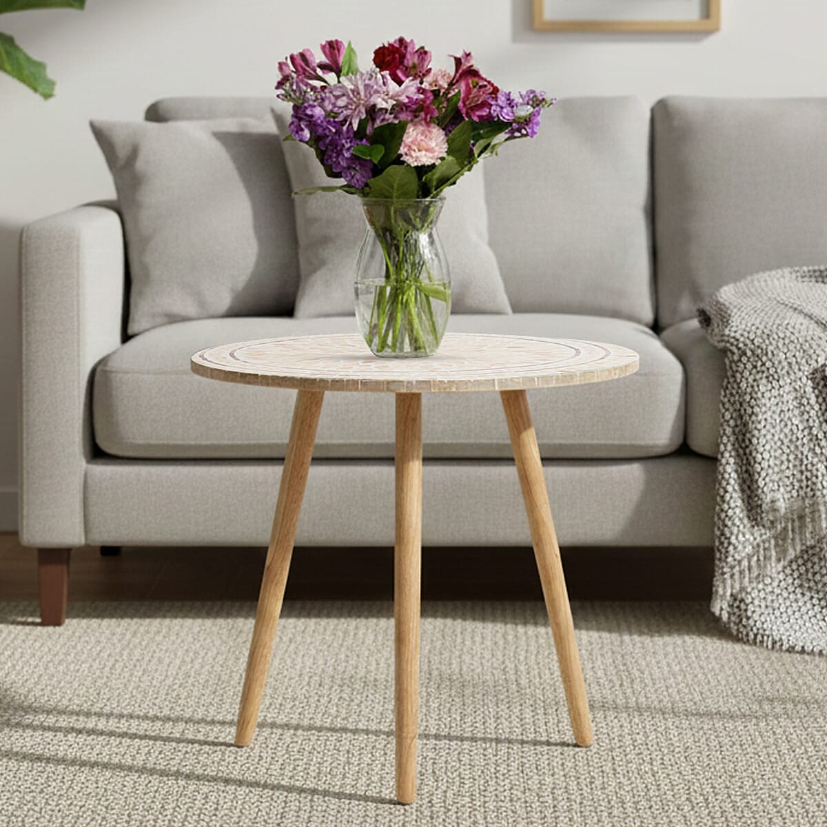 Livmore Multi Color Radiant Petal Shell Pattern Nacre Side Table - Large image number 1