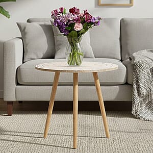 Livmore Multi Color Radiant Petal Shell Pattern Nacre MOP Top Side Table - Large