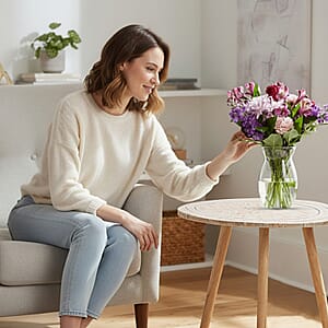 Livmore Multi Color Radiant Petal Shell Pattern Nacre MOP Top Side Table - Large