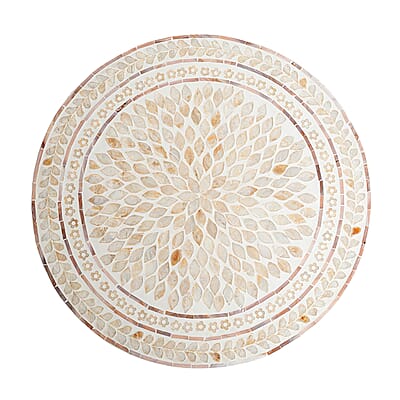 Livmore Multi Color Radiant Petal Shell Pattern Nacre MOP Top Side Table - Large