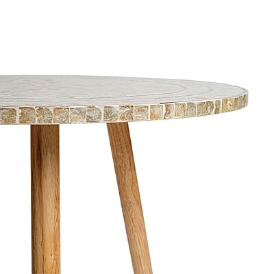 Livmore Multi Color Radiant Petal Shell Pattern Nacre MOP Top Side Table - Large