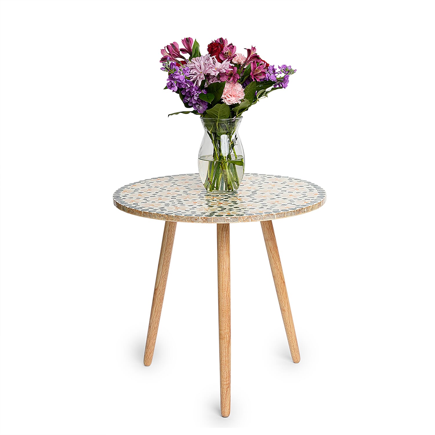 Livmore Multi Color Celestial Garden Pattern Nacre MOP Top Side Table - Large