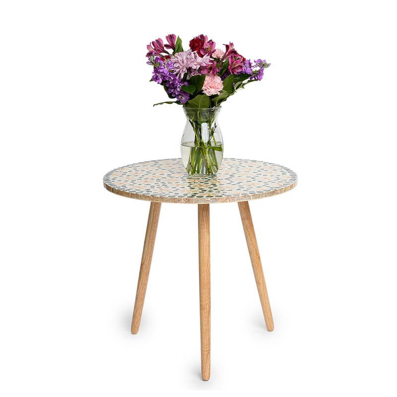 Livmore Multi Color Celestial Garden Pattern Nacre MOP Top Side Table - Large