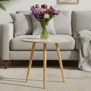 Livmore Multi Color Celestial Garden Pattern Nacre MOP Top Side Table - Large 