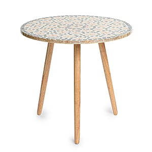 Livmore Multi Color Celestial Garden Pattern Nacre MOP Top Side Table - Large 