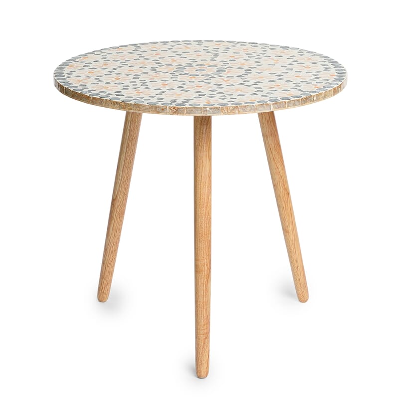 Livmore Multi Color Celestial Garden Pattern Nacre MOP Top Side Table - Large