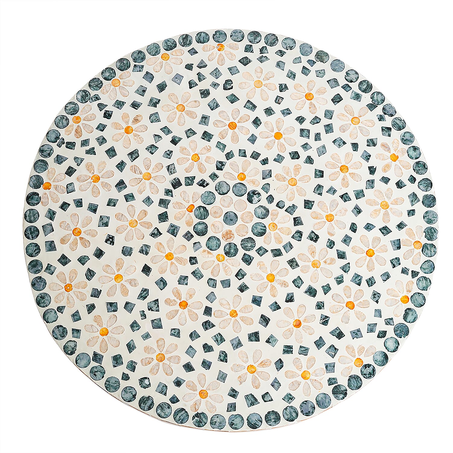 Livmore Multi Color Celestial Garden Pattern Nacre MOP Top Side Table - Large