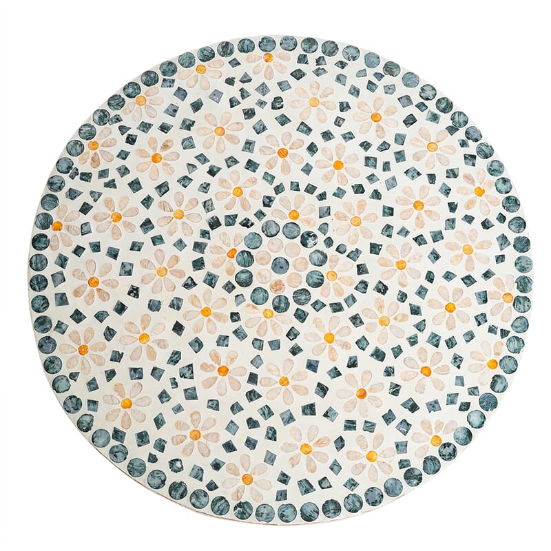 Livmore Multi Color Celestial Garden Pattern Nacre MOP Top Side Table - Large