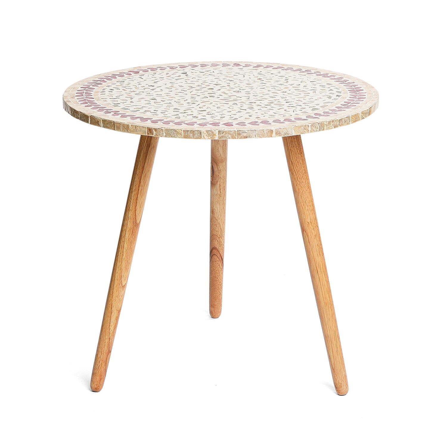Livmore Multi Color Crimson Laurel Pattern Nacre MOP Top Side Table - Large