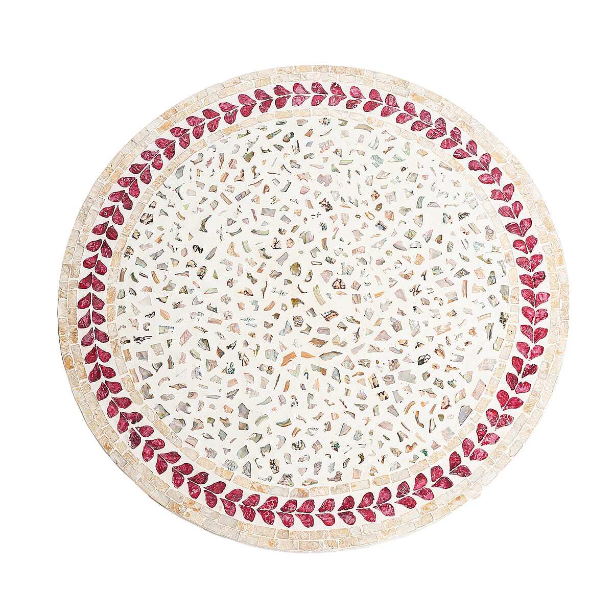 Livmore Multi Color Crimson Laurel Pattern Nacre MOP Top Side Table - Large  image number 5