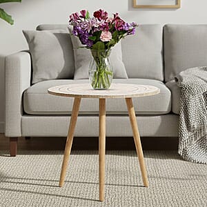 Livmore Multi Color Radiant Petal Shell Pattern Nacre MOP Top Side Table - Small