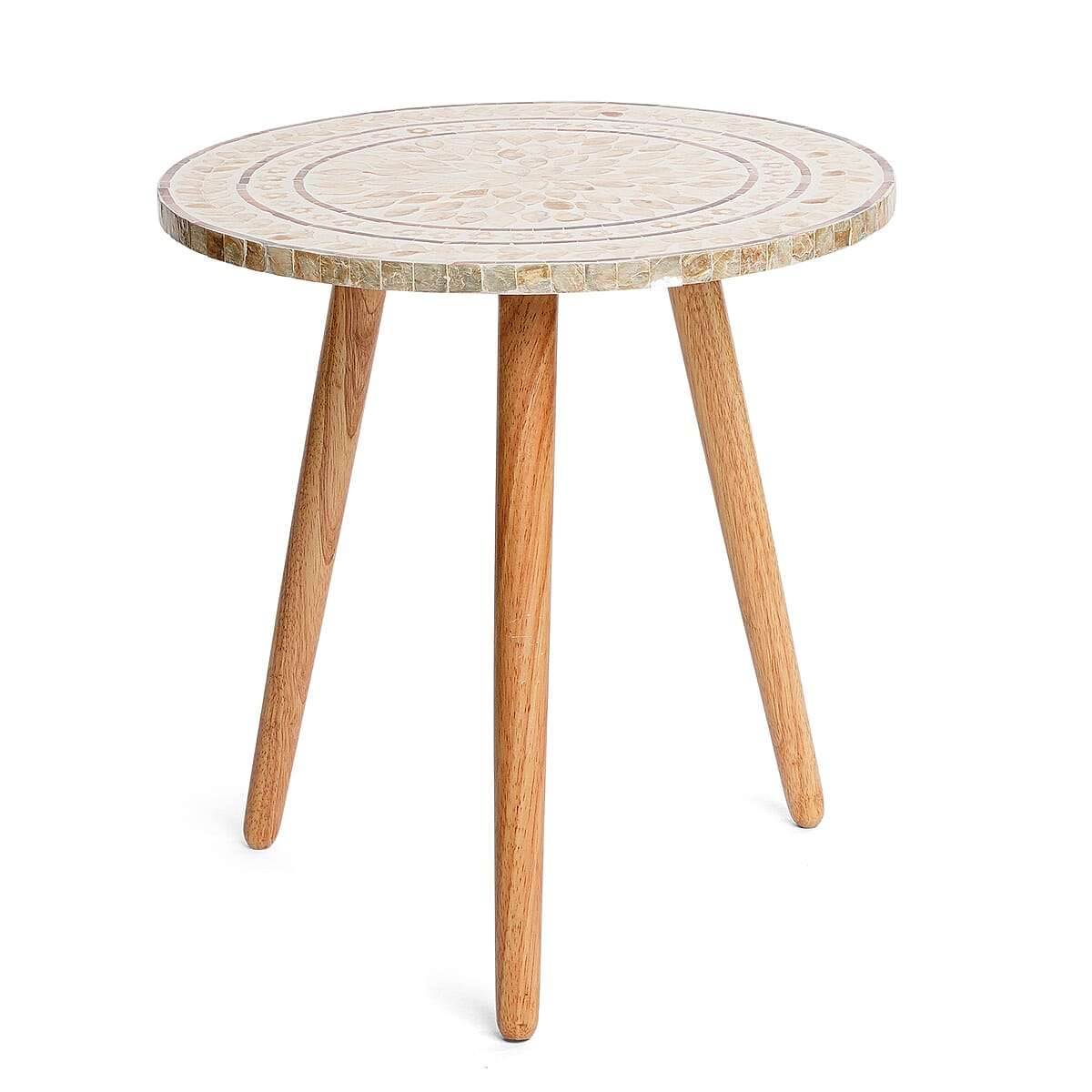 Livmore Multi Color Radiant Petal Shell Pattern Nacre MOP Top Side Table - Small image number 3