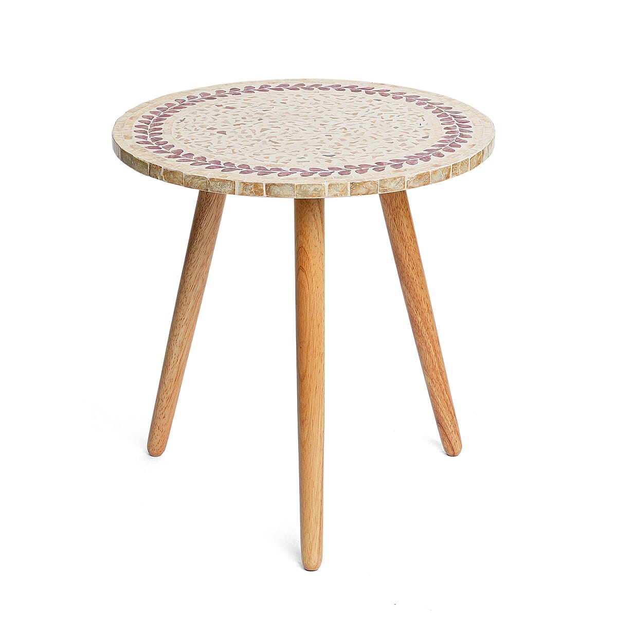 Livmore Multi Color Crimson Laurel Pattern Nacre MOP Top Side Table - Small image number 3