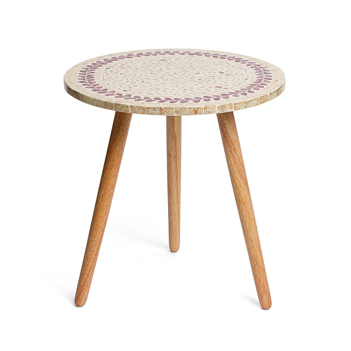 Livmore Multi Color Crimson Laurel Pattern Nacre MOP Top Side Table - Small image number 4